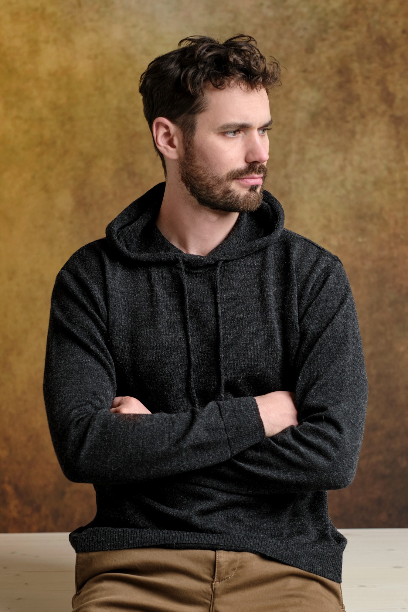 Hoodie huvtröja, kolgrå