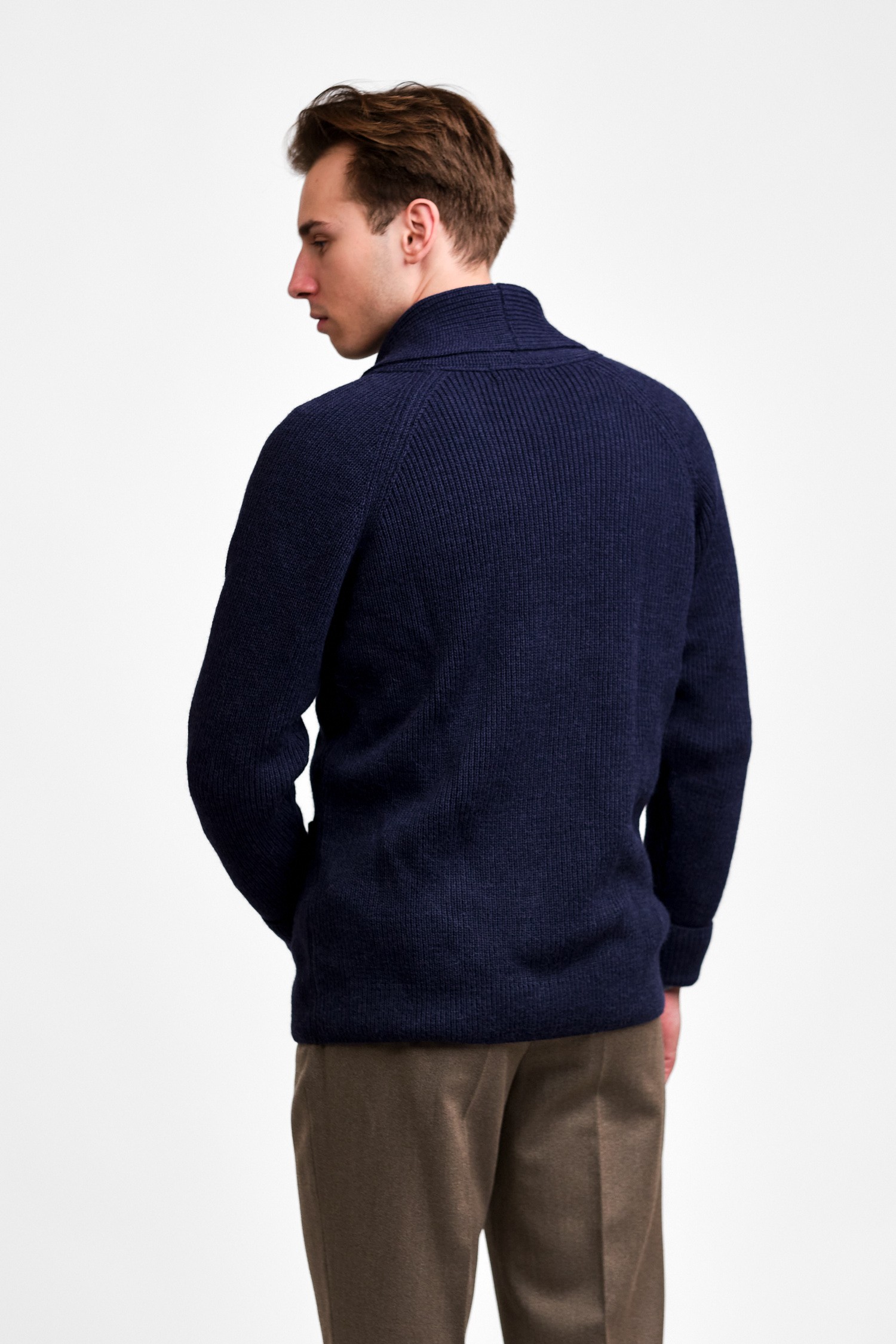 Shawl collar sjaltröja, navy - Bild 2