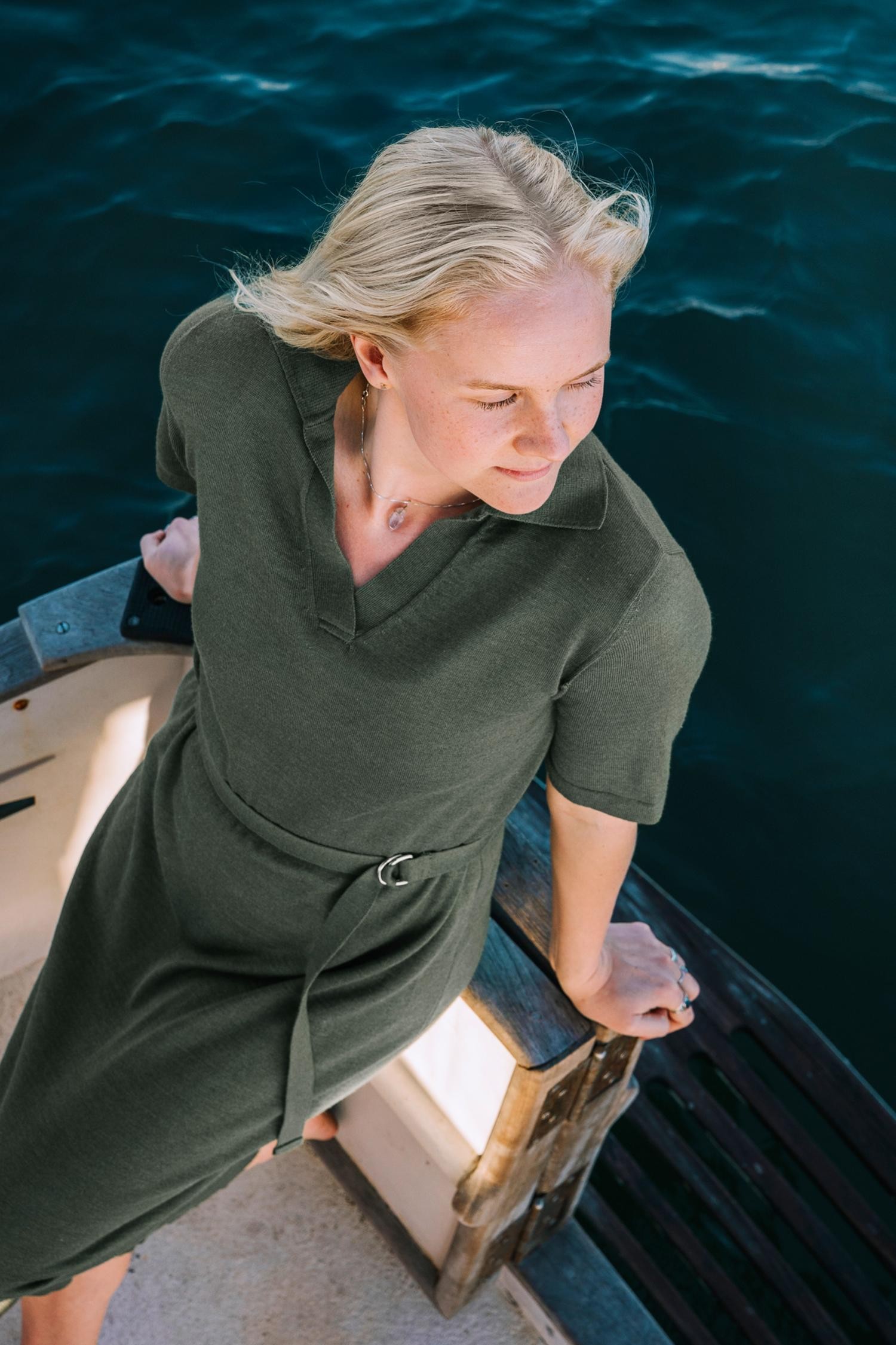 Voyage stickad klänning, khaki