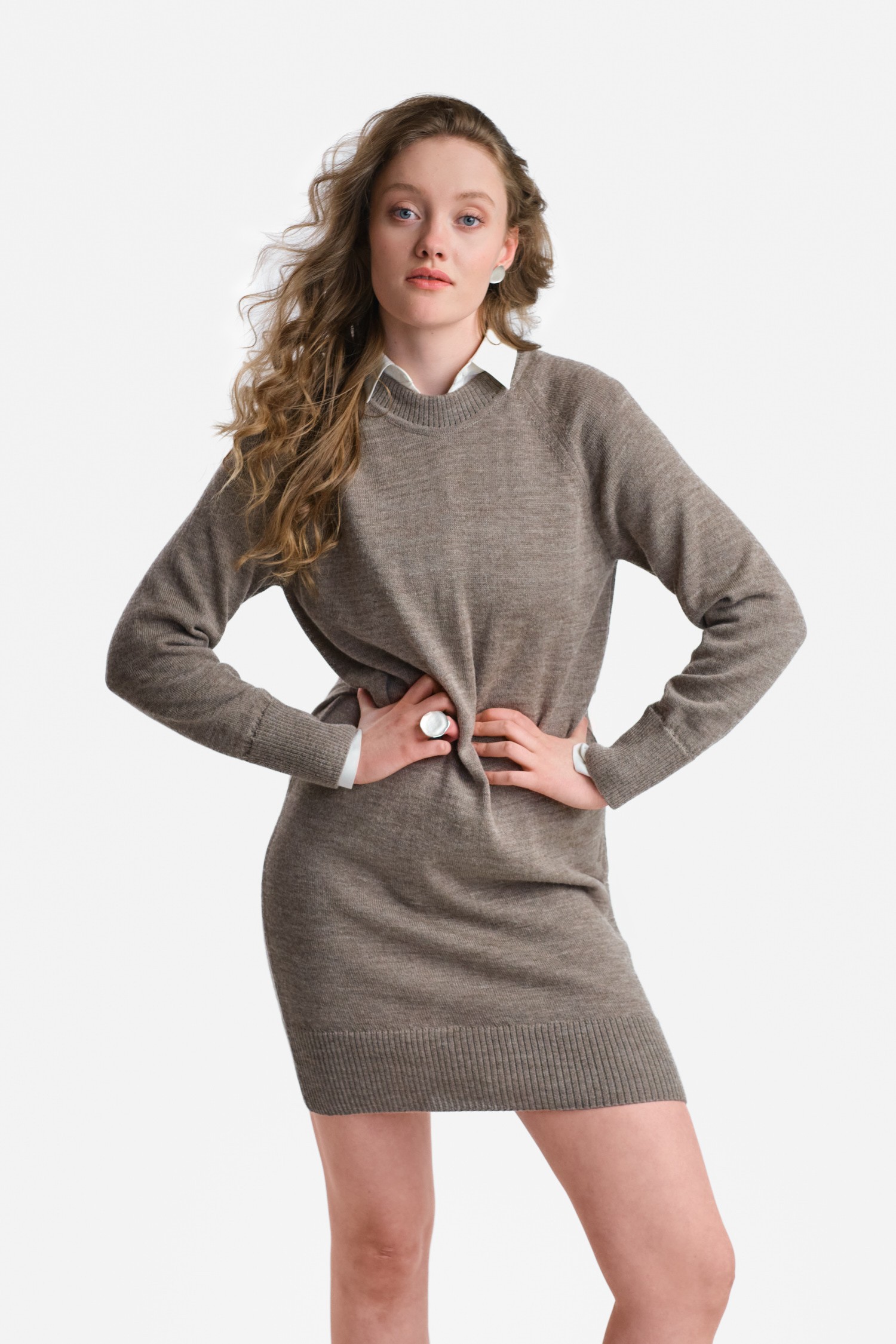 Shine klänning, mörk greige