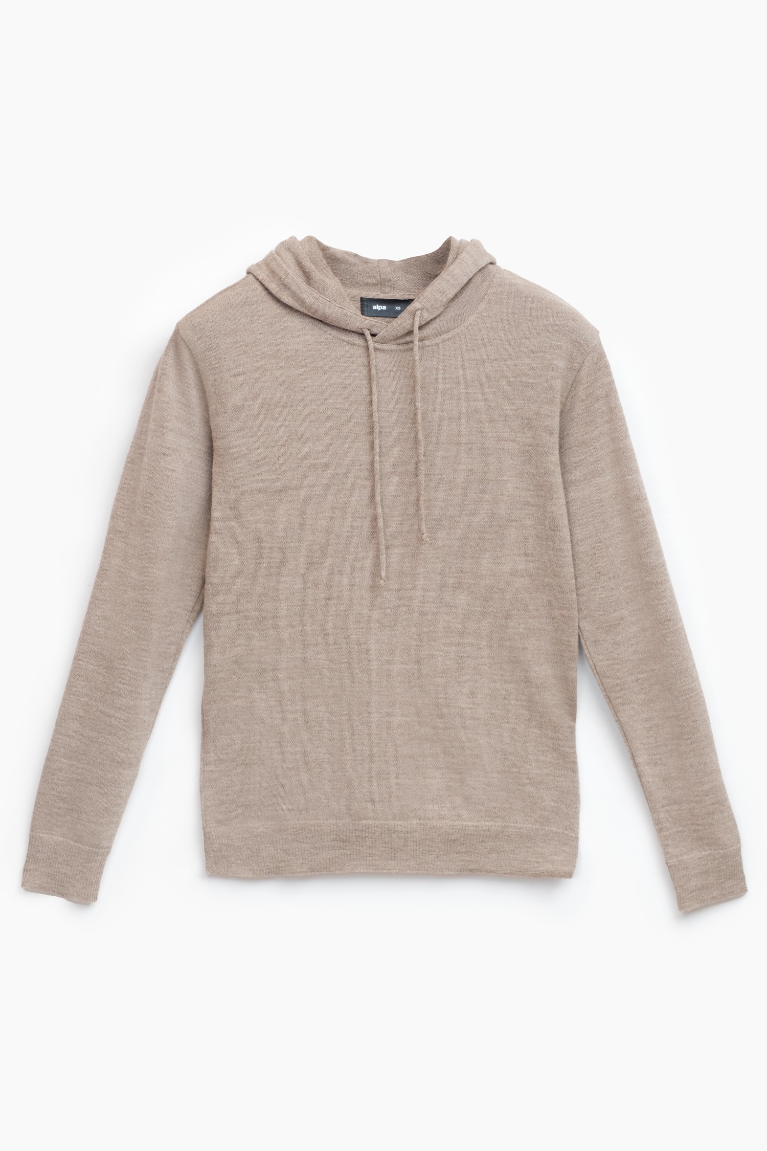 Hoodie stickad huvtröja, greige - Bild 6