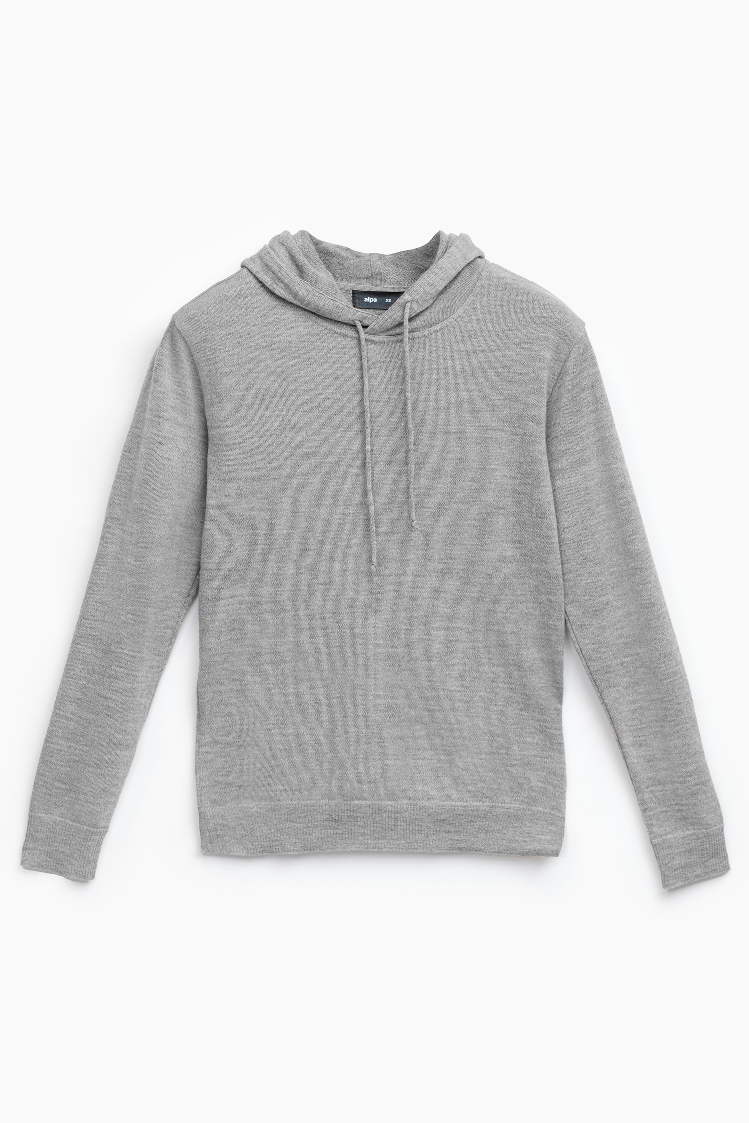 Hoodie stickad huvtröja, collegegrå - Bild 4