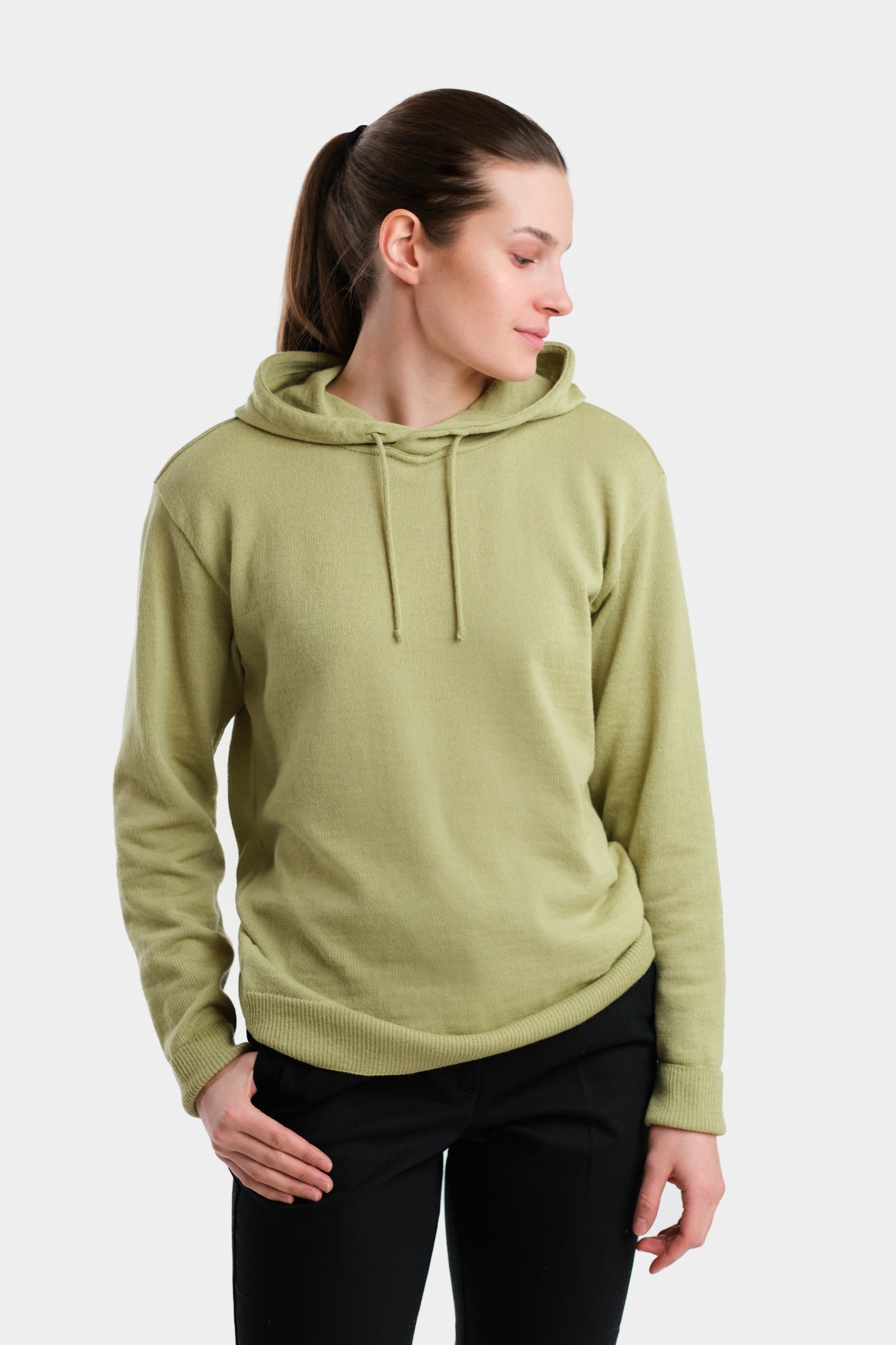 Hoodie stickad huvtröja, päron (äldre modell)