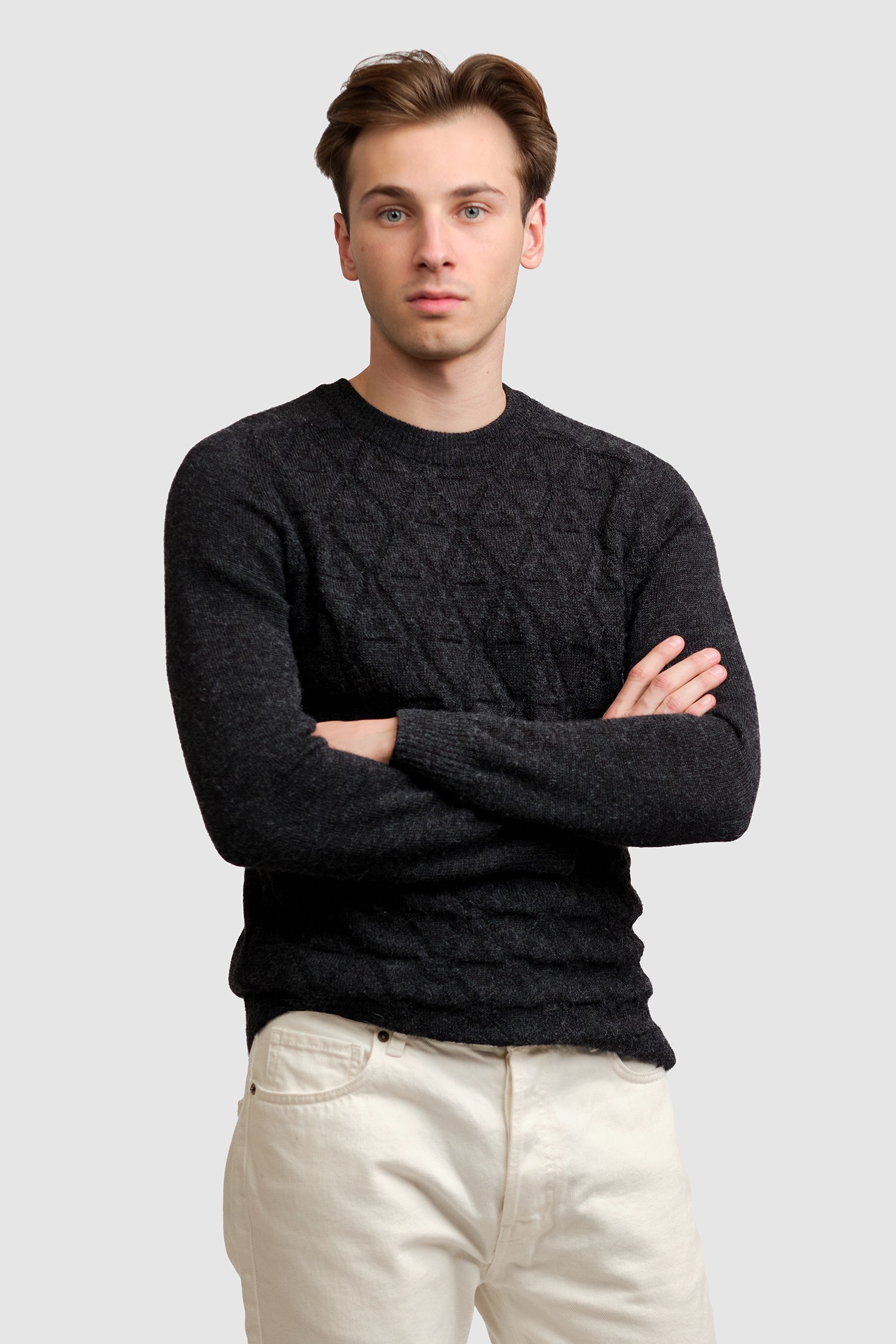 Alpa Crew Neck tröja, kolgrå