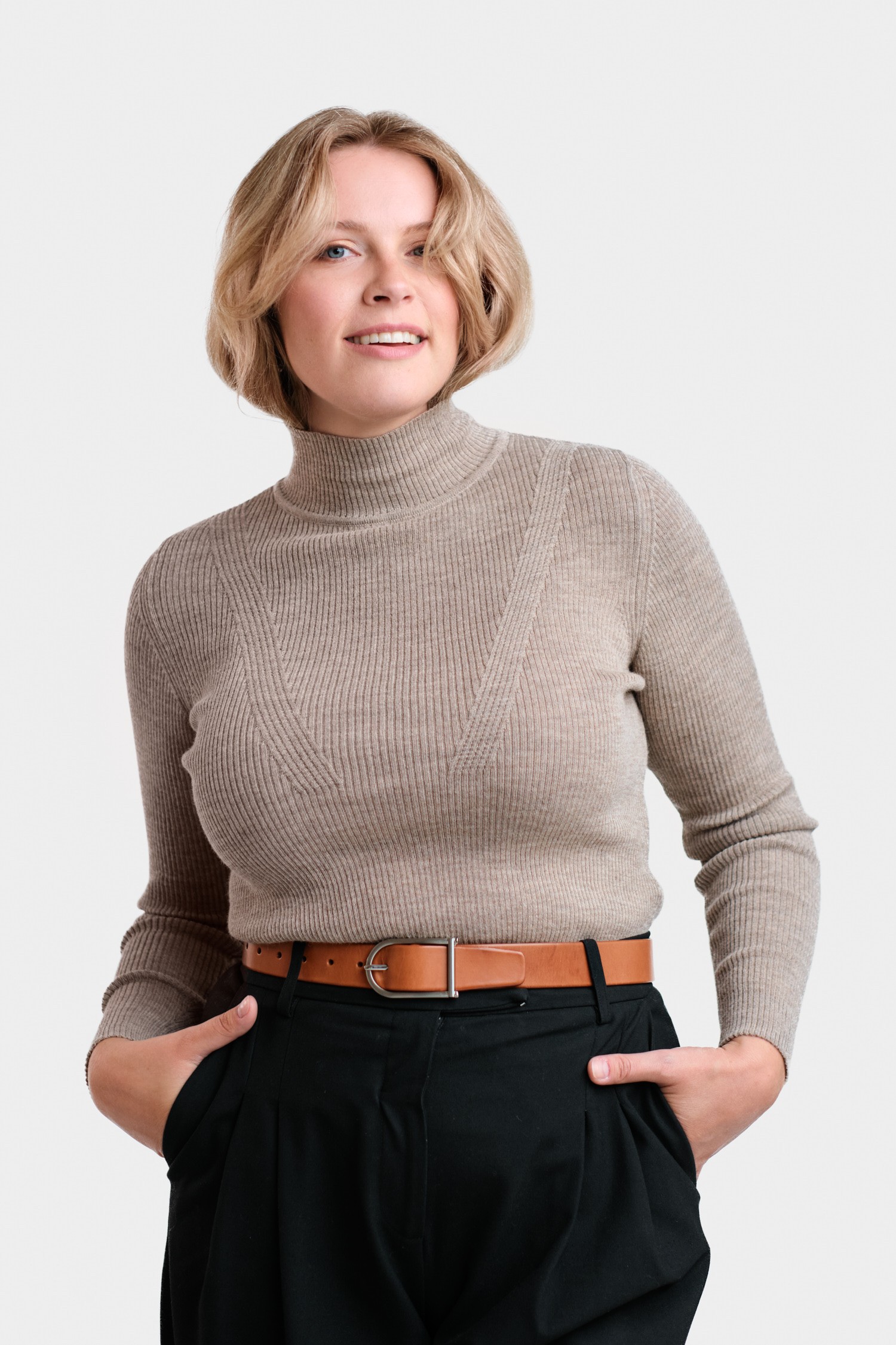 Stripe polotröja, greige