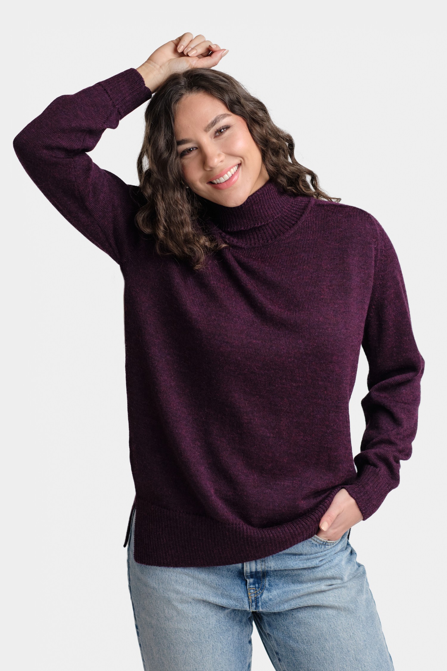 Mellow polotröja, melerad plommon - Bild 2